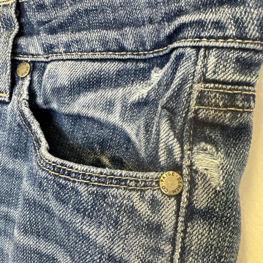 Paige Jimmy Jimmy Skinny Denim Shorts Medium Wash Raw Hem‎ Size 28